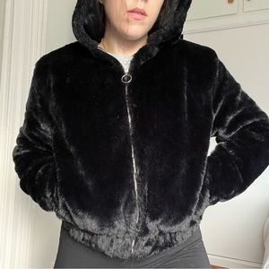 Faux fur bomber jacket